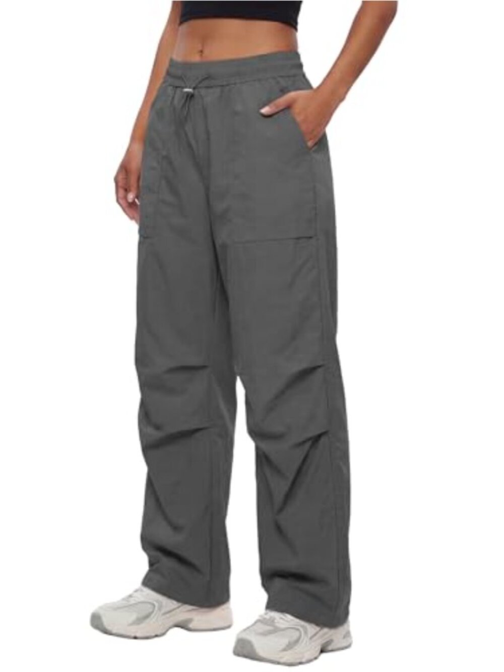 Quick Dry Cargo Hiking Pants Lightweight Elastic Waist Wide Leg